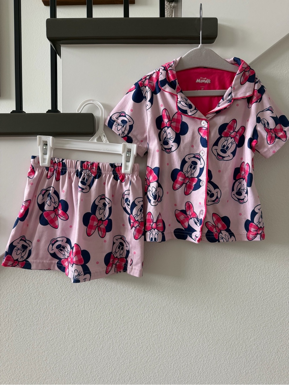 Disney Minnie Mouse Pink and Navy Short Pajama Set